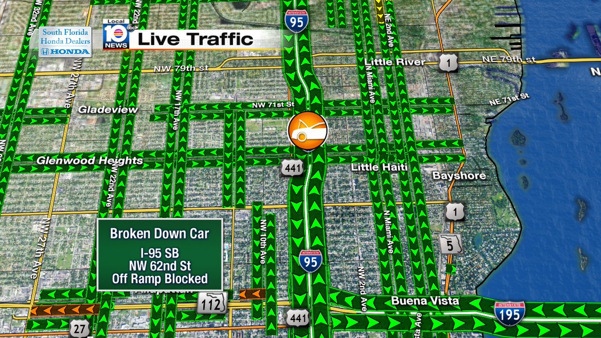 Off Ramp blocked on I-95 SB at NW 62nd St #traffic #miami https://t.co/yzdqNlXv6k