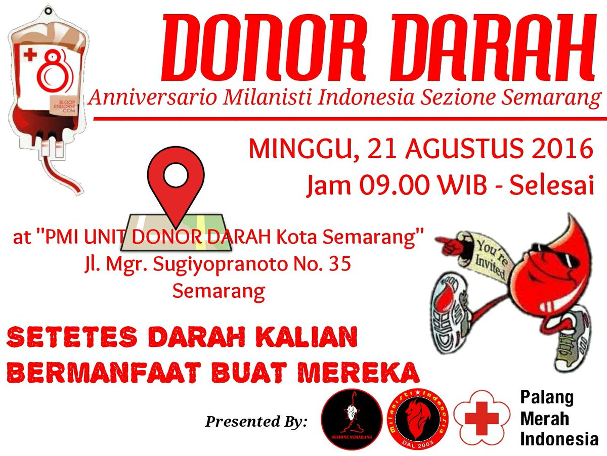 DONOR DARAH ANNIVERSARIO MIs10 #8 | Minggu 21/8/16 | at PMI Unit Donor Kota Smg | 09.00 - Selesai <a href="/MilanistiOrId/">Milanisti Indonesia</a>