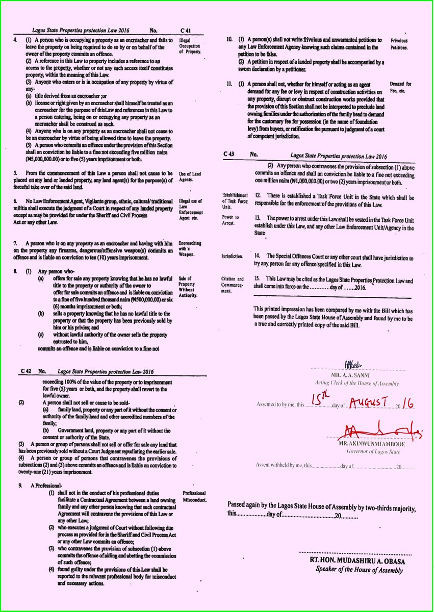 followlasg's tweet photo. A law prohibiting forceful entry and illegal occupation of landed properties in Lagos State https://t.co/pU5HzvE2cR
