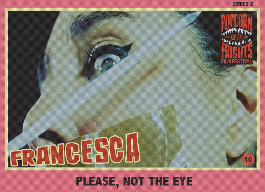 PopcornFrights's tweet photo. Vintage style trading card for @GialloFrancesca, from @vonkreep1313 Tonight @OCINEMA https://t.co/to5p1mbhik https://t.co/SM0MPnD0X2