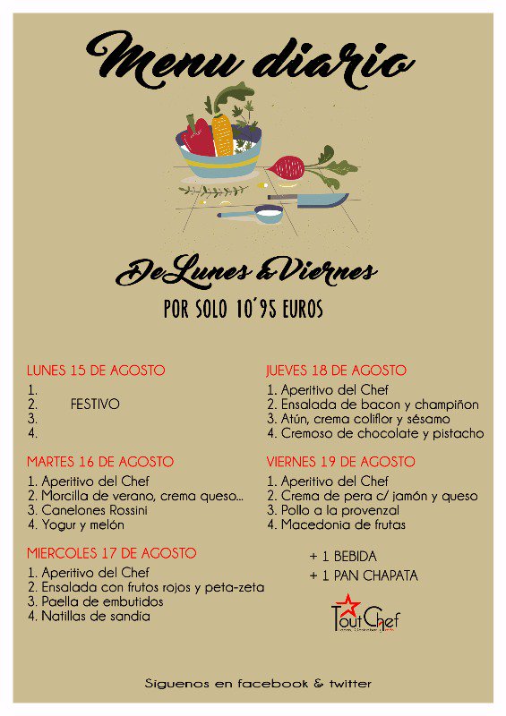 toutchefct's tweet photo. De la comida nos encargamos nosotros.
Disfrutar ya es cosa tuya.

#ToutChef #DeMenú #Cartagena https://t.co/o5ZP2BOt3M