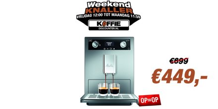 Koffiediscount's tweet photo. Je hebt nog 2u de tijd om de #Weekendknaller te bestellen! #Melitta Gourmet van 699,- voor 449,-! https://t.co/5qoAPaMpde