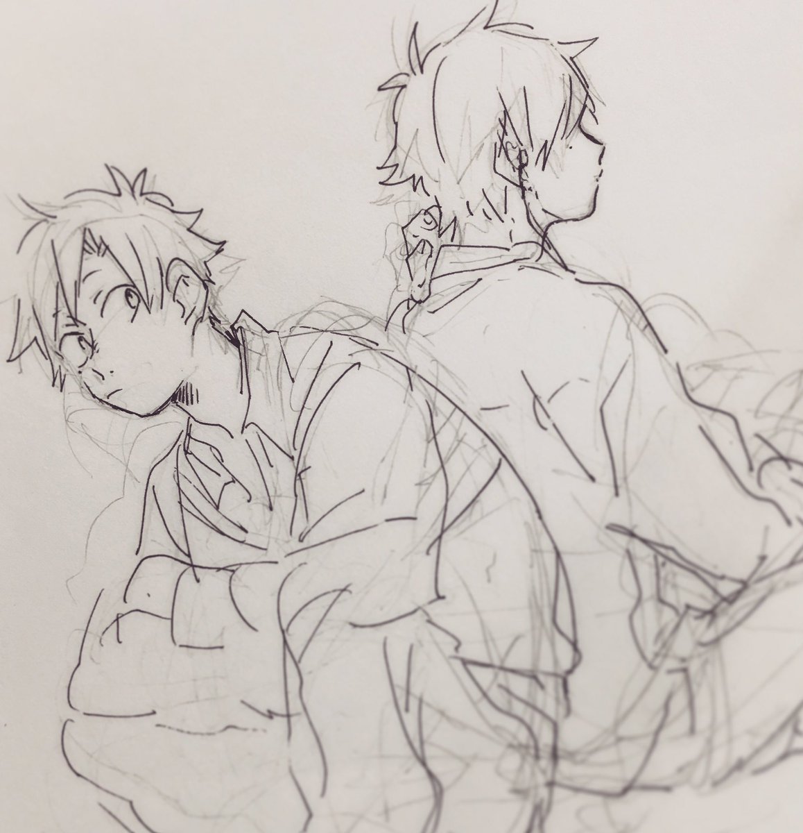 殴り書きばかりだが〜私この髪型かなり手癖なんだろうな 