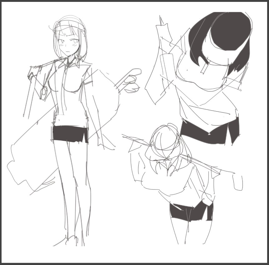 今ラフ#3
ゴルフのユニフォームがクソエロいということに気づいたので高雄に着せてみる。
この、どこかでみたことがある構図はアリかナシか。。。 