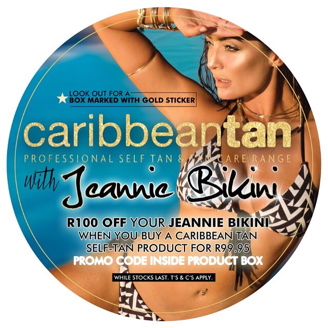 JeannieBikiniSA's tweet photo. So excited to launch my Jeannie Bikini range in collaboration with @mycaribbeantan! Shop the range online now! https://t.co/yhQtM3hUQS