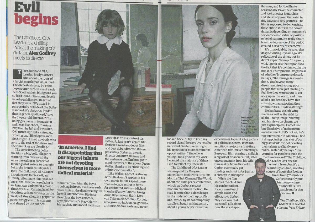Director of #TheChildhoodOfALeader, Brady Corbet, spoke to the <a href="/guardian/">The Guardian</a> ahead of the film's UK release this Friday