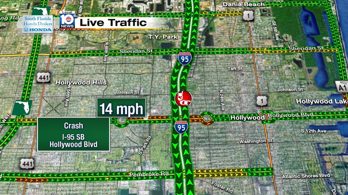 Crash on exit ramp of I-95 SB at Hollywood Blvd #traffic https://t.co/q3HPF2CAv5