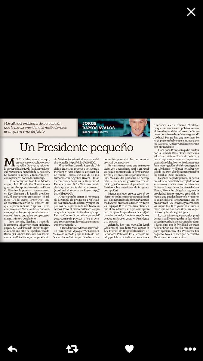 jorgeramosnews's tweet photo. Mi columna: Un Presidente Pequeño @epn no es el líder que necesitábamos.Ni los funcionarios pueden seguir su ejemplo https://t.co/ldqw4NfG5F
