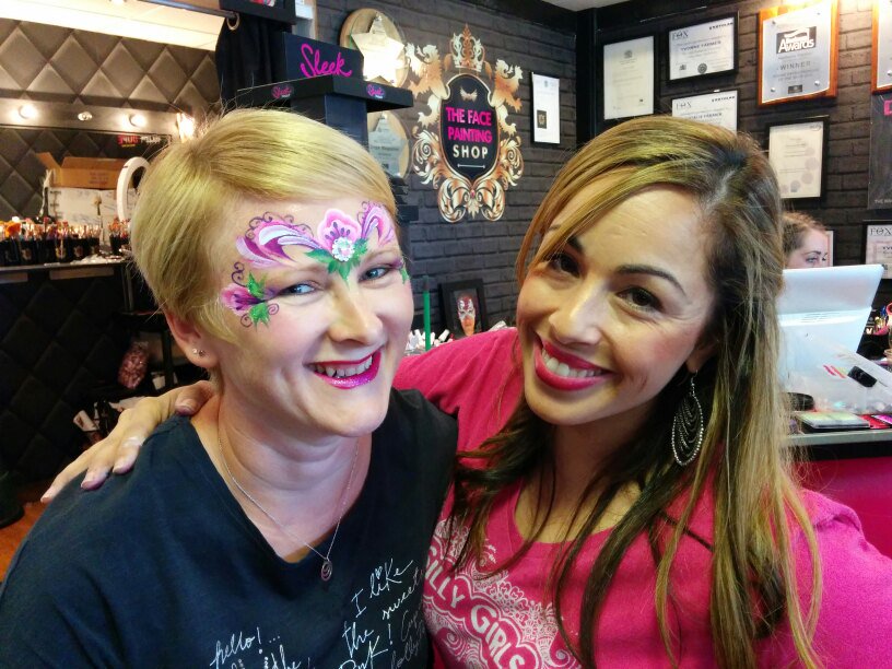 Emmsybub's tweet image. I've just been painted by the amazing Heather @SillyFarm on her training course at the Face Painting Shop! xx