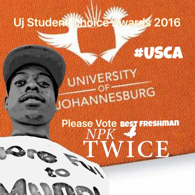 SyntexSA's tweet image. South African Rapper @NpkTwiceSA is Nominated for the @go2uj @UjEntertainment 's USCA 2016's Best Freshman.