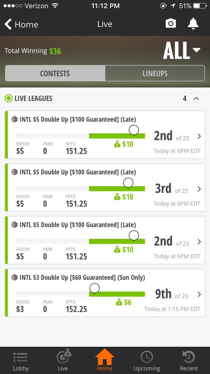 xProptimusPrime's tweet photo. Another easy money night at #DFSDomination still undefeated in late slates and over a 80% win rate total https://t.co/Ejzam4Hz0k
