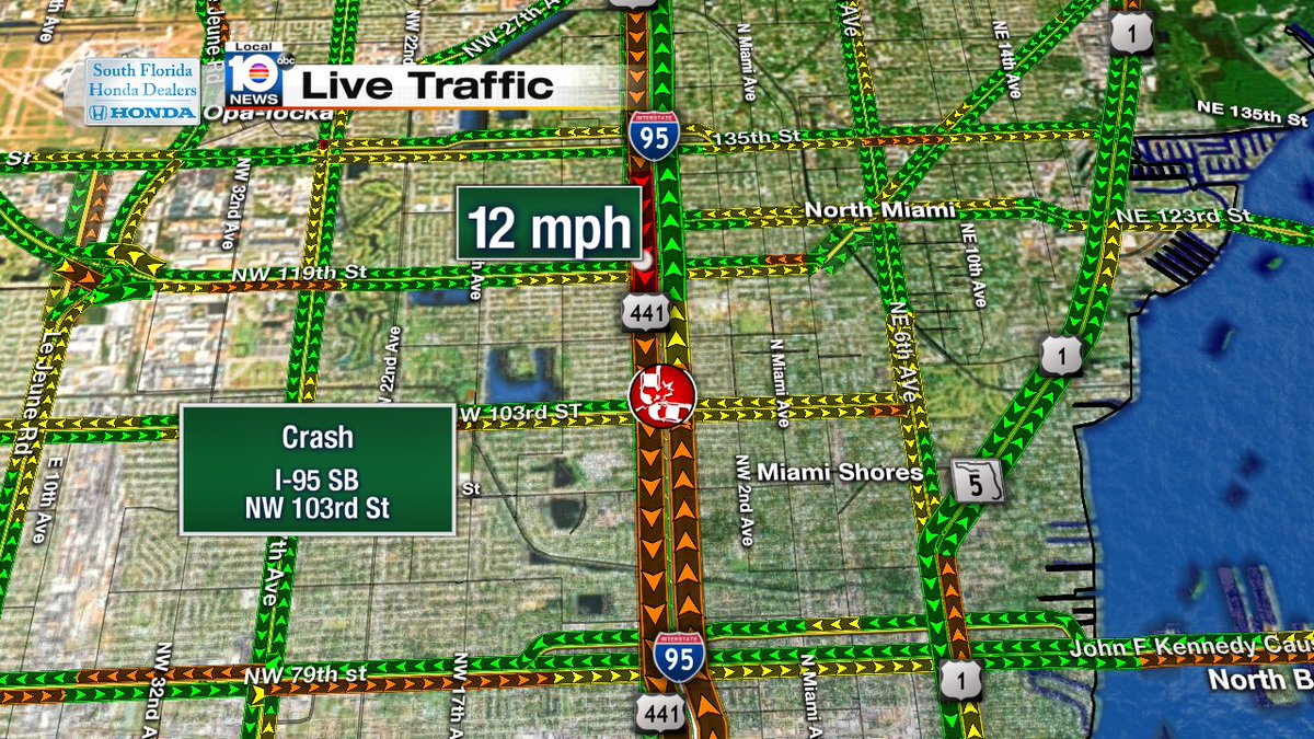 Crash on I-95 SB at NW 103rd St #traffic #miami https://t.co/YX7VGn6F1R