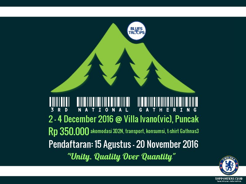 GATHERING NASIONAL 3 TBI, "Unity. Quality Over Quantity". 2-4 Desember 2016 @ Villa Ivano(vic), Puncak. #Gathnas3TBI