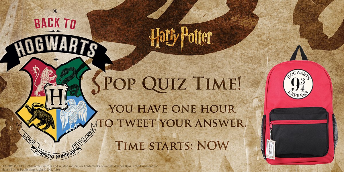 Today's #BackToHogwartsSweepstakes pop quiz is ready! You have one hour. GO: hottopic.com/backtohogwarts