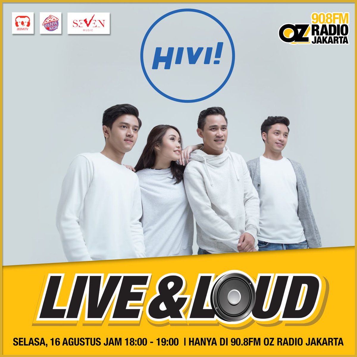 sayHIVI's tweet photo. #HiViTrivia Next Radio Interview: Selasa 16 Agustus 2016 . Live &amp; Loud . 90.8 @OZRadioJakarta . 6PM . Live On Air . https://t.co/tpL2dlRdOn