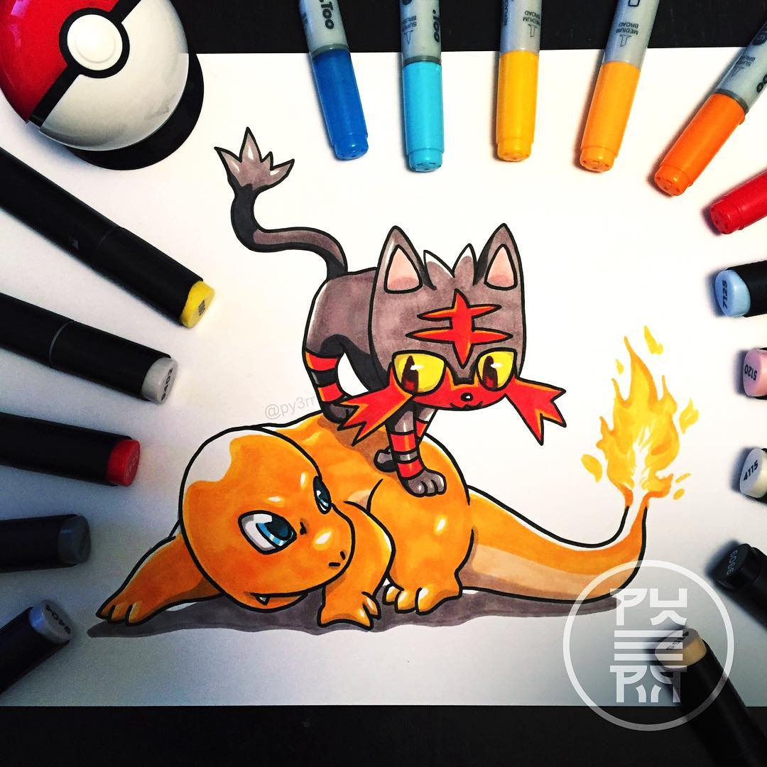PokeImagen's tweet photo. Kanto &amp; Alola starters.
Artist: py3rr [Instagram] https://t.co/O0Zuh3p2To