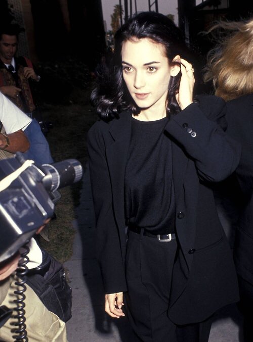 CINEMAGEMS's tweet photo. Winona Ryder in her iconic black outfits https://t.co/q2r3AF6lfy