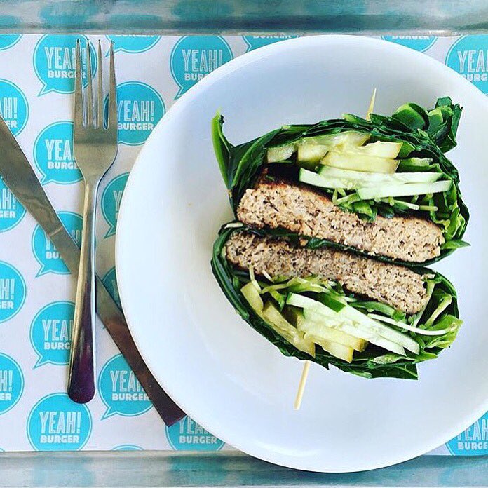 YEAHBURGER's tweet photo. FOOD FOR ALL: New #Monday. New week. New goals. | #collardwrap #organic #turkeyburger #YEAHBURGER https://t.co/9fN7X89CYO