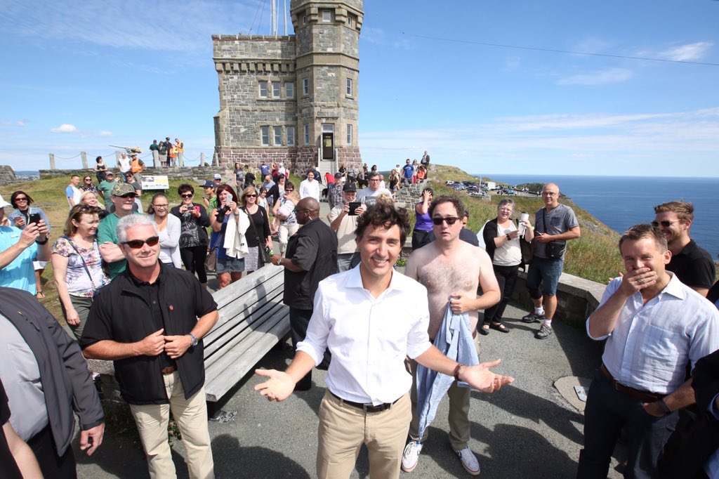 Mark Critch (@markcritch) on Twitter photo Sorry to accidentally photobomb your @CityofStJohns pic <a href="/JustinTrudeau/">Justin Trudeau</a> #shirtlessCritch #shirtlessTrudeau Sorry to accidentally photobomb your @CityofStJohns pic <a href="/JustinTrudeau/">Justin Trudeau</a> #shirtlessCritch #shirtlessTrudeau