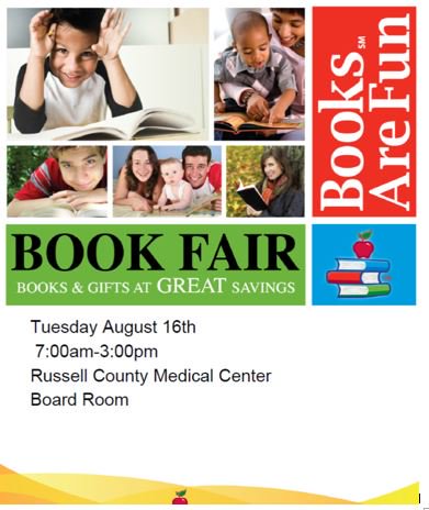 RussellChamber's tweet photo. Books Are Fun Book Fair - Tuesday, August 16th 7:00am-3:00pm RCMC Board Room. Susan Hilton 276-883-8190. See flyer https://t.co/y3DgRH1pId