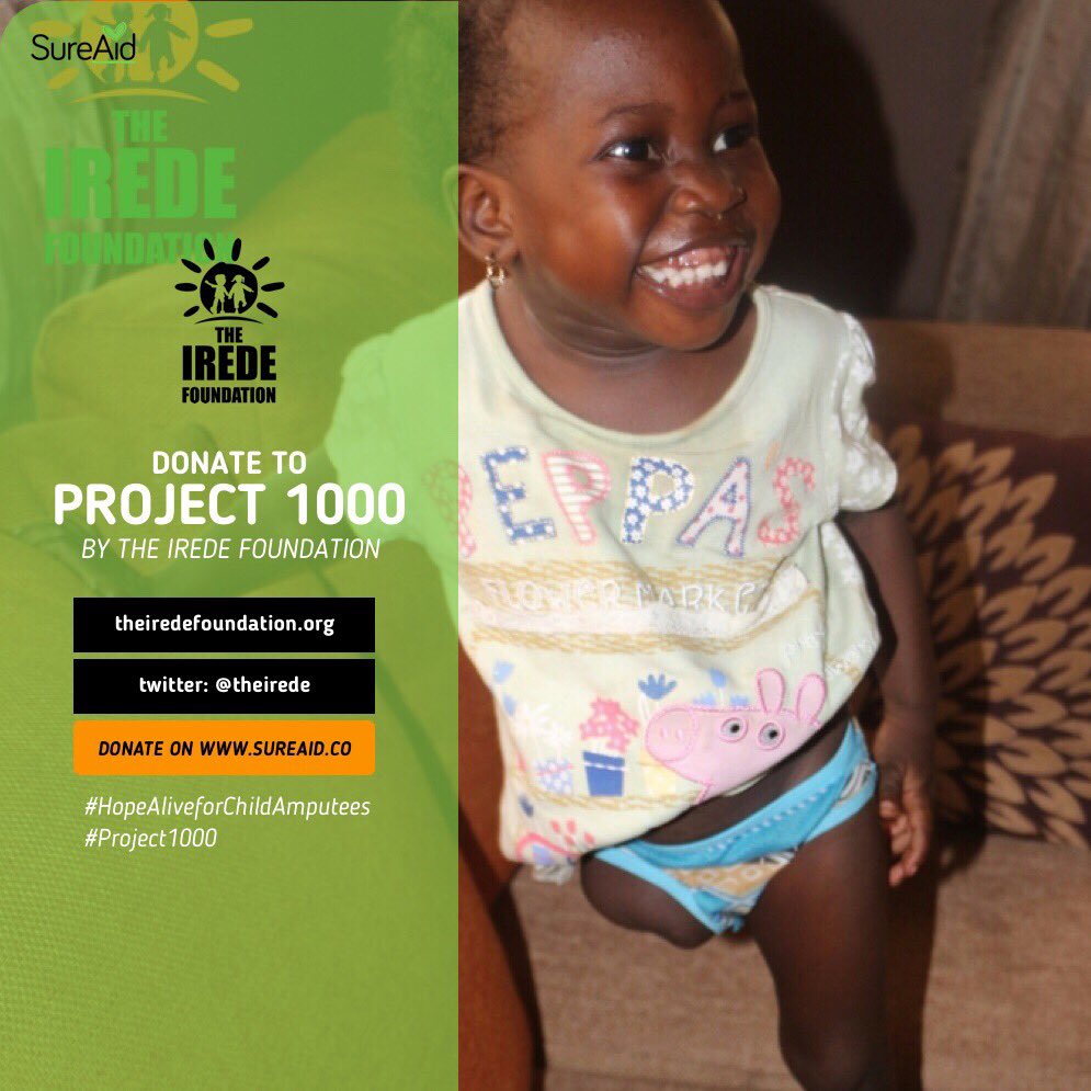 sureaidco's tweet photo. #Project1000 by @theirede is providing hope and limbs for child amputees (like this little darling) #sureaid https://t.co/wM2FXDfGcB