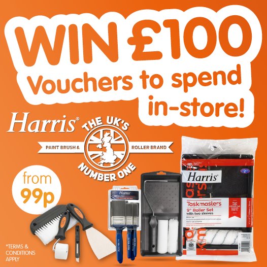 bmstores's tweet photo. 🌟#COMPETITION TIME🌟FLW&amp;RT to Win £100 vouchers to spend in-store courtesy of @Harrisbrushes Closes midnight 22/8/16 https://t.co/CgL3eWMp7t