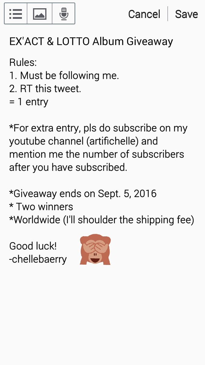 mellowkyungsoo's tweet photo. EX'ACT and LOTTO Album Giveaway
-Worldwide
-Ends on 9/5 😁😁 https://t.co/of7JeAmzKI