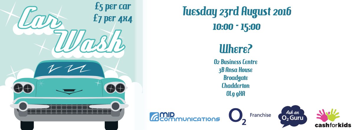 MIDCommsUK's tweet photo. Only 8 days to go until our #CarWash for @cfkKey103. Please contact @MIDcallcentre for more info or to get involved https://t.co/P7LJq7mAsc