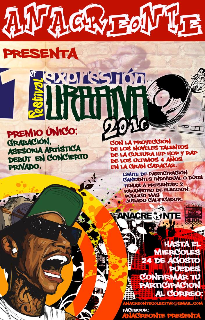 1ER FESTIVAL “EXPRESIÓN URBANA 2016” (Inscripciones) #hiphop #Rap #CulturaUrbana #caricuao
