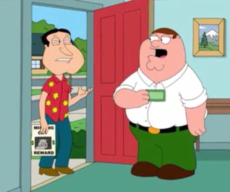 FamilyGuyQs's tweet photo. "...I'm raising my reward to $50 for anyone who can help me find James. No questions asked.
"...I killed your cat." https://t.co/msLXFv3YCc