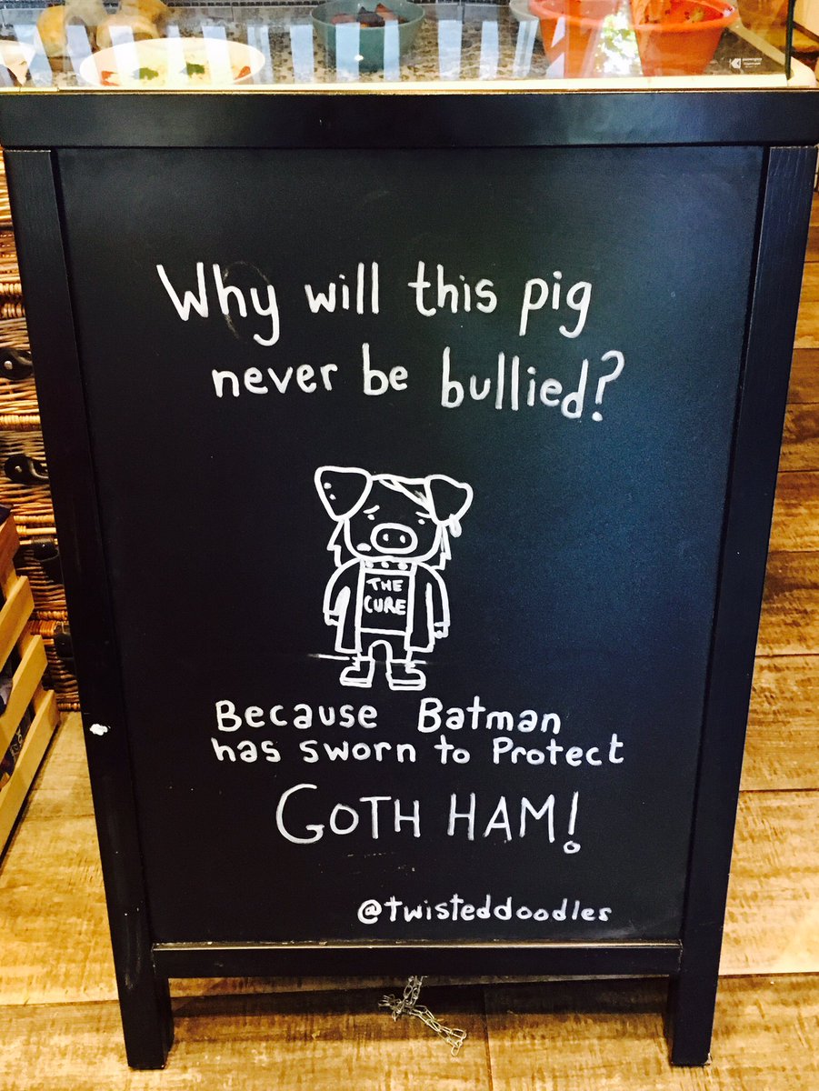 twisteddoodles's tweet image. Pig pun blackboard for my local coffee shop! #puns #coffee