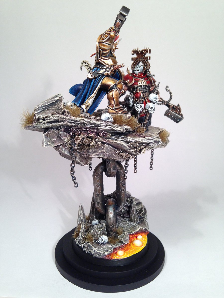 jay_goldfinch's tweet photo. You've all seen my #miniaturemonday from Saturday, but now it has a shiny thing next to it! #warmongers #ageofsigmar https://t.co/UN265pWI1z