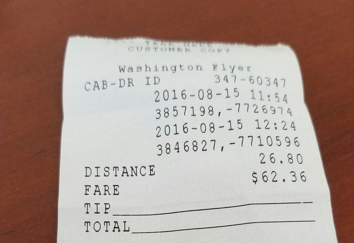 oneguynick's tweet photo. I made the mistake of taking a #washingtonflyer instead of @Uber Sheesh! https://t.co/ekgYHbT7aa
