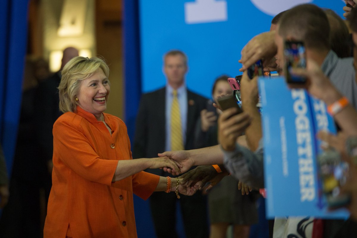 HRCforRI's tweet photo. It’s a great day to make history, Rhode Island. Text RI to 47246 to join our team today. #HillaryForRI https://t.co/qxXrGt8NEO