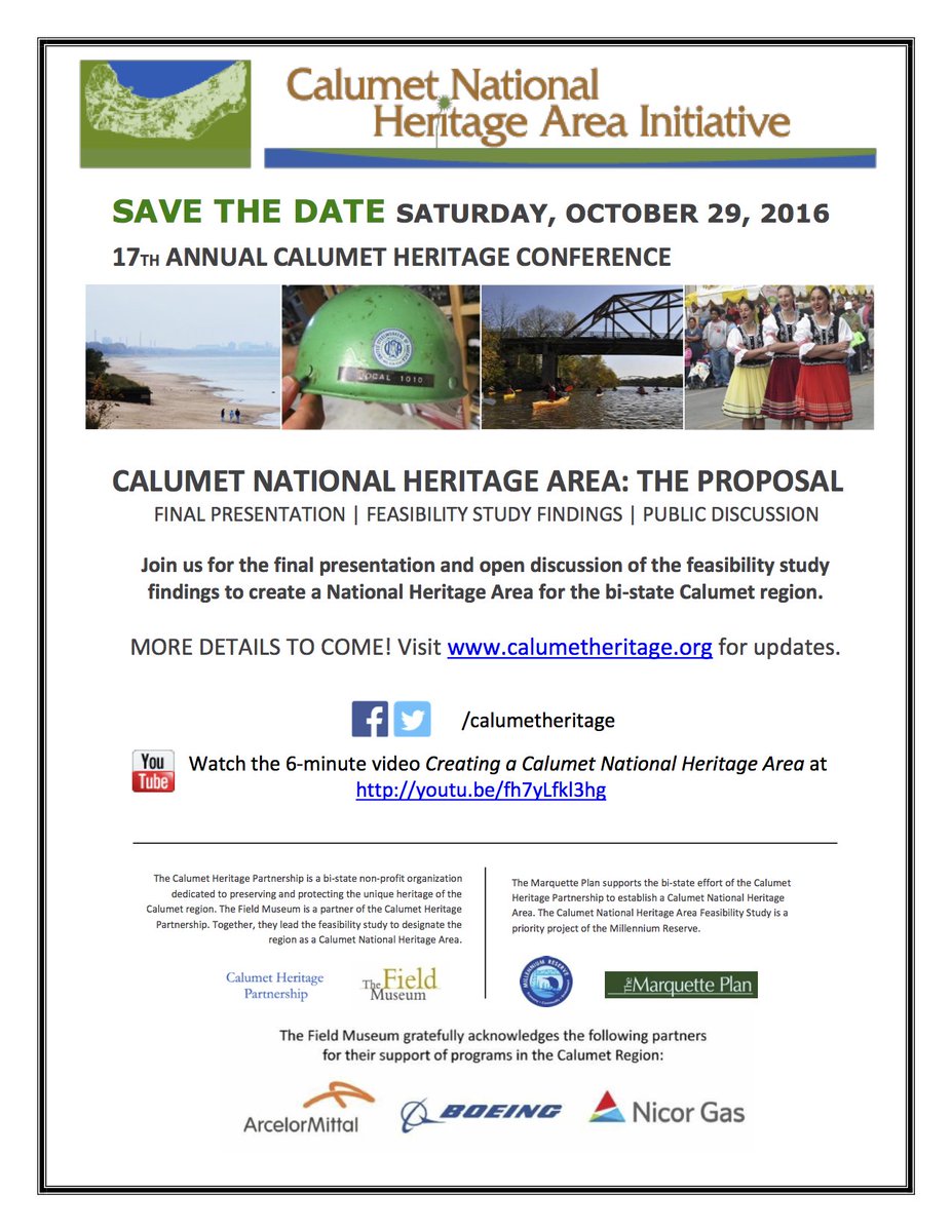 calumetheritage's tweet image. Save the Date - 10.29.16 - 16th Annual Calumet Heritage Conference
#calumetheritage