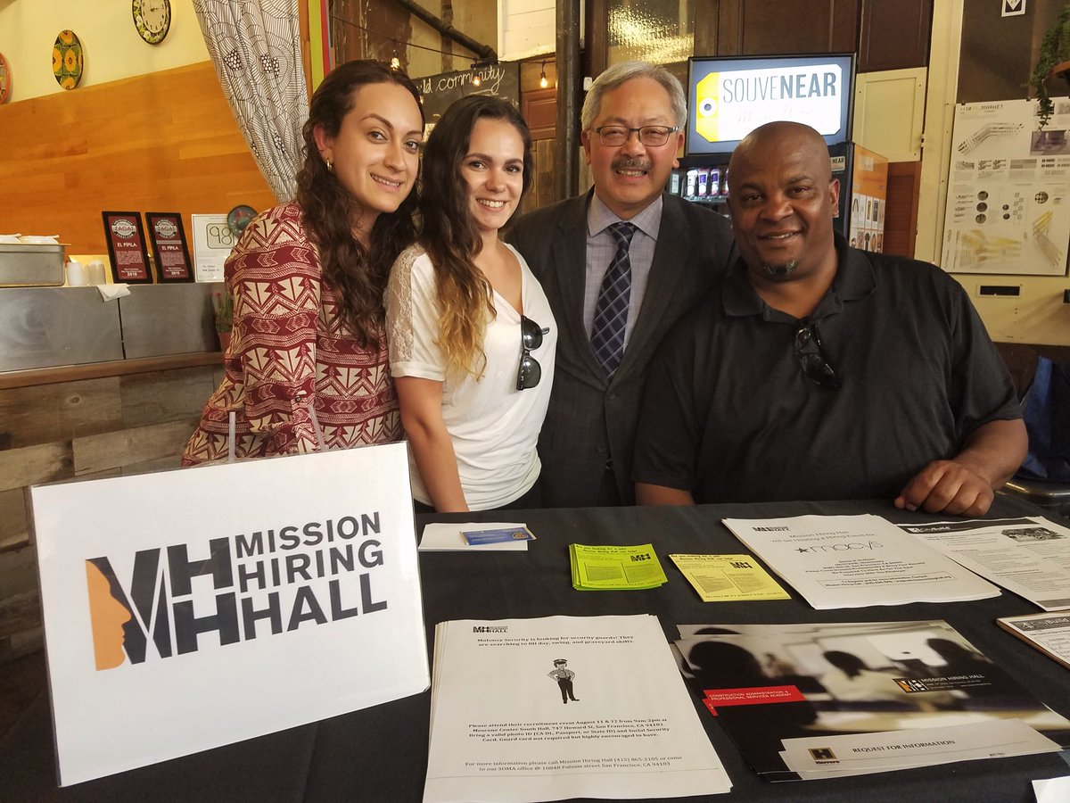 Mission Hiring Hall (@mhh_sf) on Twitter photo SFPD Tenderloin Job Fair was a success last week! Thank You to The Hall for hosting and <a href="/mayoredlee/">Mayor Ed Lee</a> for the photo. SFPD Tenderloin Job Fair was a success last week! Thank You to The Hall for hosting and <a href="/mayoredlee/">Mayor Ed Lee</a> for the photo.