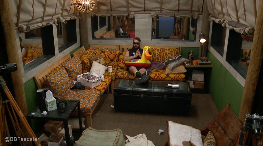 BBFeedster's tweet photo. Paul said he keeps the pelican handy since it's an arm rest and if he's been a floater, it'll keep him alive #BB18 https://t.co/ONaK3F8jNA