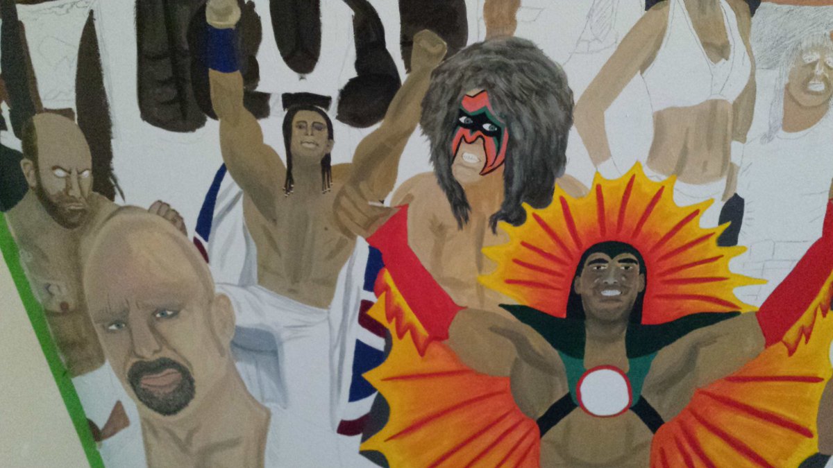SUBOcreative's tweet photo. Slowly but surely it comes to life! #WWEmural https://t.co/QQQsQ5Zocd