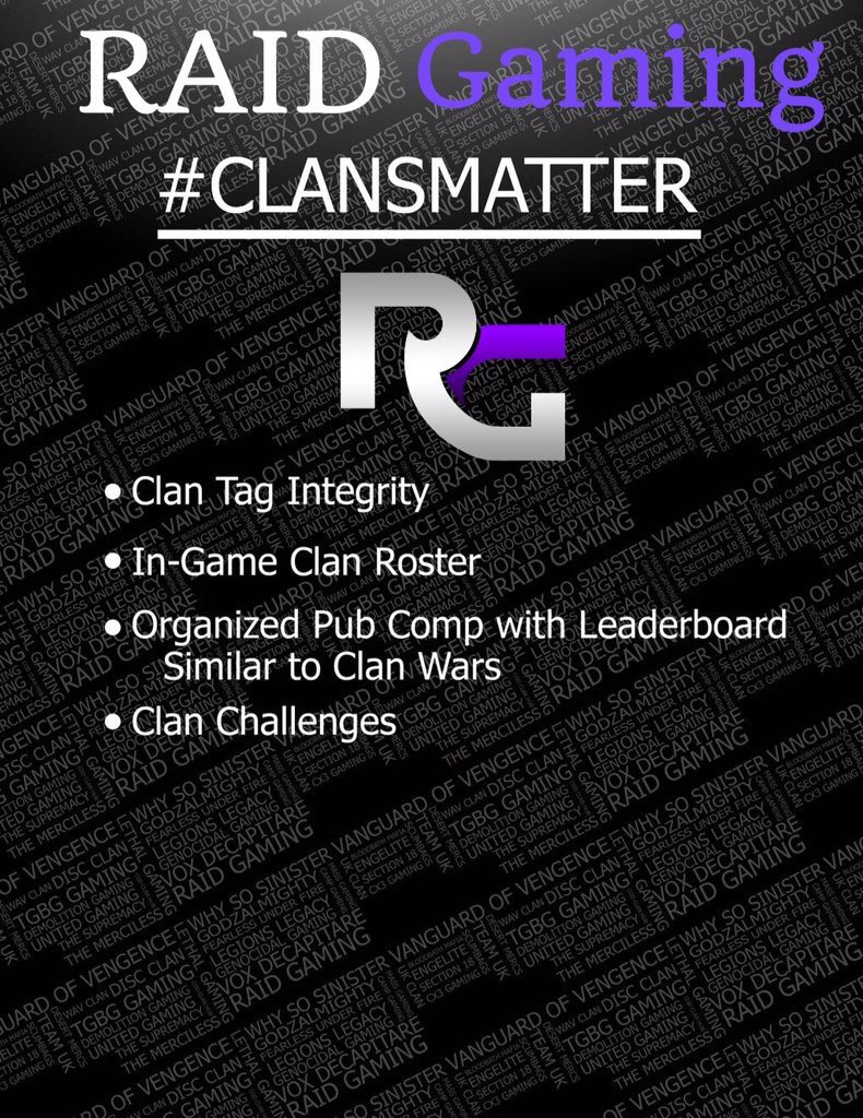 RaidGamingComp's tweet image. Raise your voice with us to let @InfinityWard @Activision know what we want in #InfiniteWarfare #ClansMatter #RAID