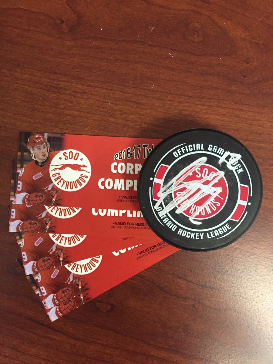 OHLHoundPower's tweet photo. For today's #45DaysofGiveaways we have 5 vouchers &amp; a signed puck by @RussianRocket13. Retweet for a chance to win! https://t.co/26PAa59ulk
