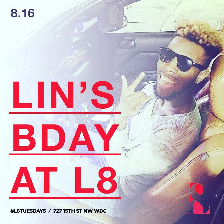 ShmurdaLin's tweet photo. Come out tomorrow August 16th for my birthday kick off 🔑2$ drinks and free till 12 no RSVP needed #L8Tuesdays https://t.co/zDs3J2mDZM