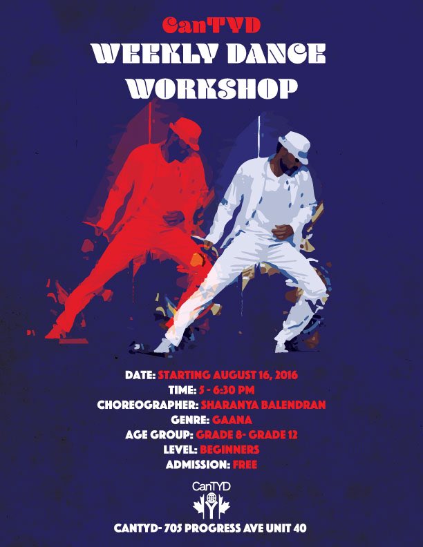 cantyd's tweet photo. Just a reminder, our weekly #Gaana workshop will be happening tomorrow! #CanTYD #tamil #dance https://t.co/j1EKkOJghy