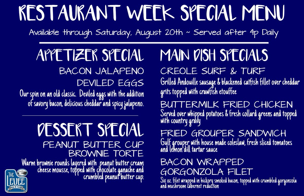 TheLevee_'s tweet photo. Special Evening Menu through Saturday!  If you haven't been lately...You don't know The Levee. https://t.co/93tlTdLDH8