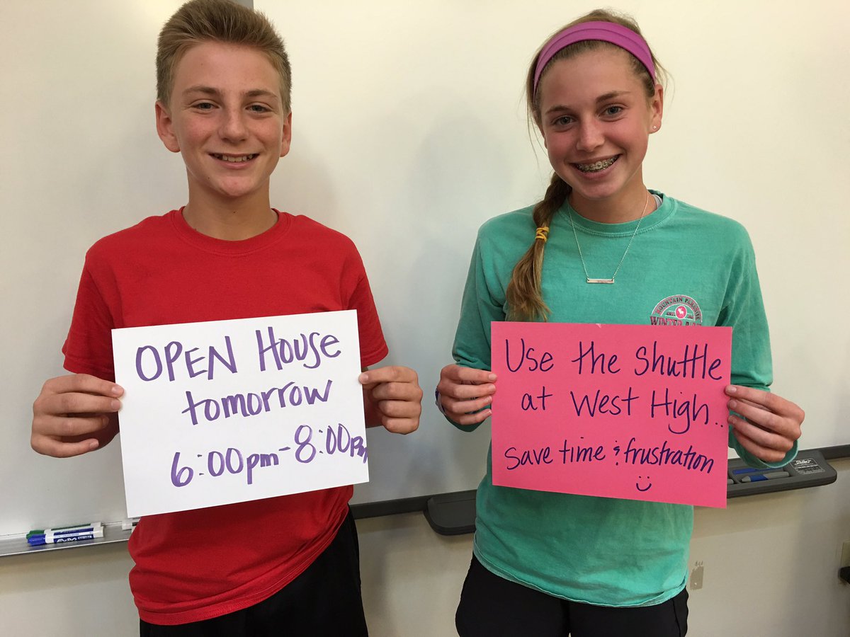 pkwywestmiddle's tweet photo. Open house tomorrow from 6-8. Take the shuttle from West High @ParkwaySchools #west2016 https://t.co/9oT0fKbf9h