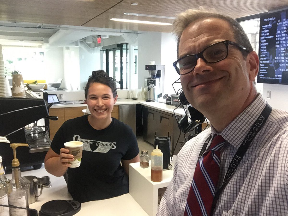 KeithKingnKC's tweet photo. My favorite #KCMO spot these days? The coffee bar on our office's main floor of @Kcumb #KCMOSelfie  #coffeeaddict https://t.co/VxJKK32kK0