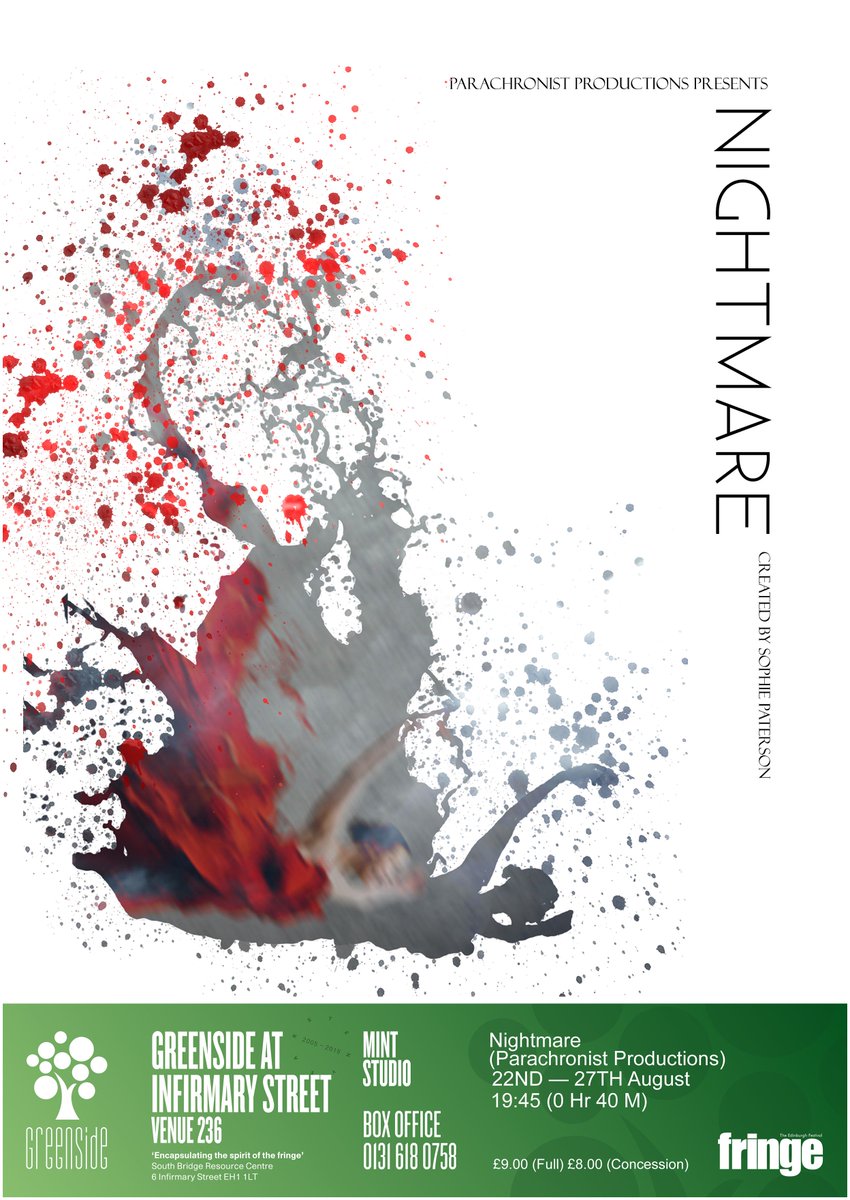 ParachroneProd's tweet image. Only one week until we start our run!

Physical theatre in the dark. 

Come join our Nightmare. #EdFringe #Nightmare