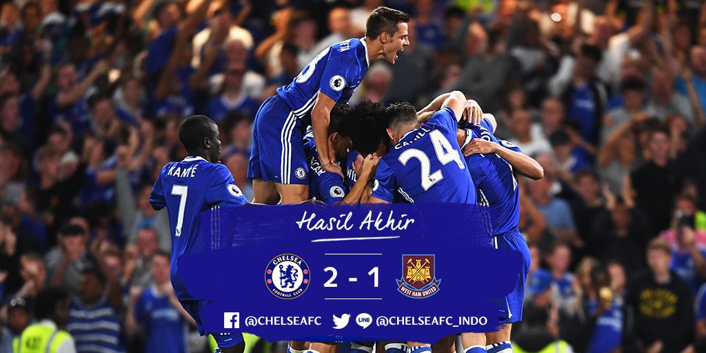 Hasil akhir: Chelsea 2-1 West Ham. 👍 #CFCIndo