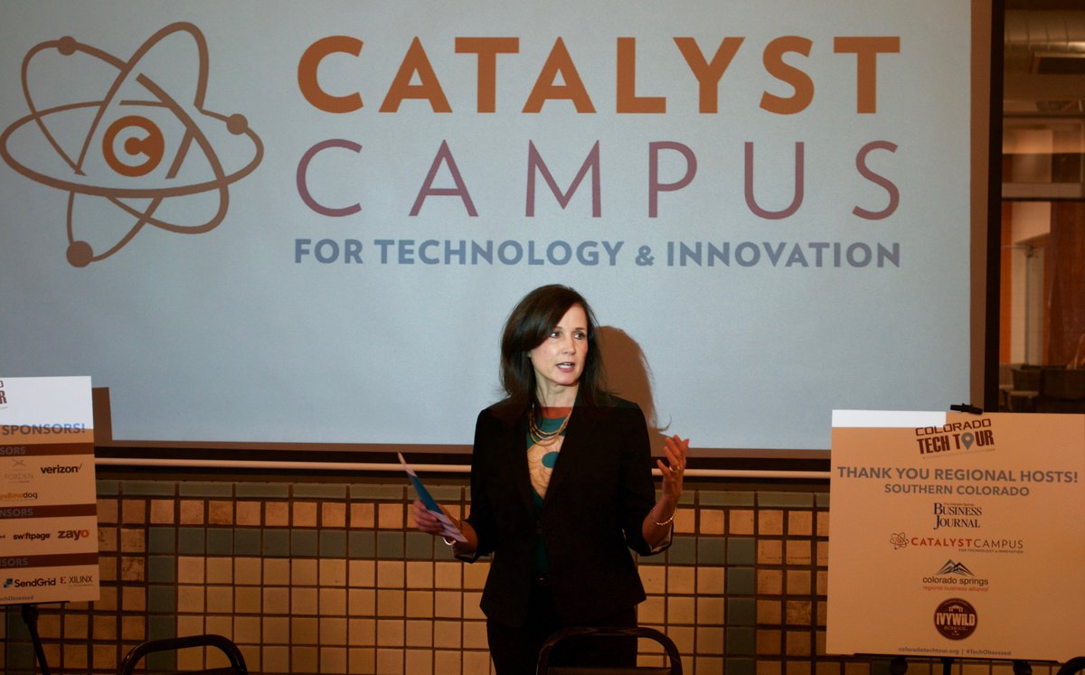 ColoTechAsn's tweet photo. We loved stopping at the beautiful @Catalyst_Campus for #COTechTour! See the stories: https://t.co/6jXL40G8MJ https://t.co/7chH8bfN7K