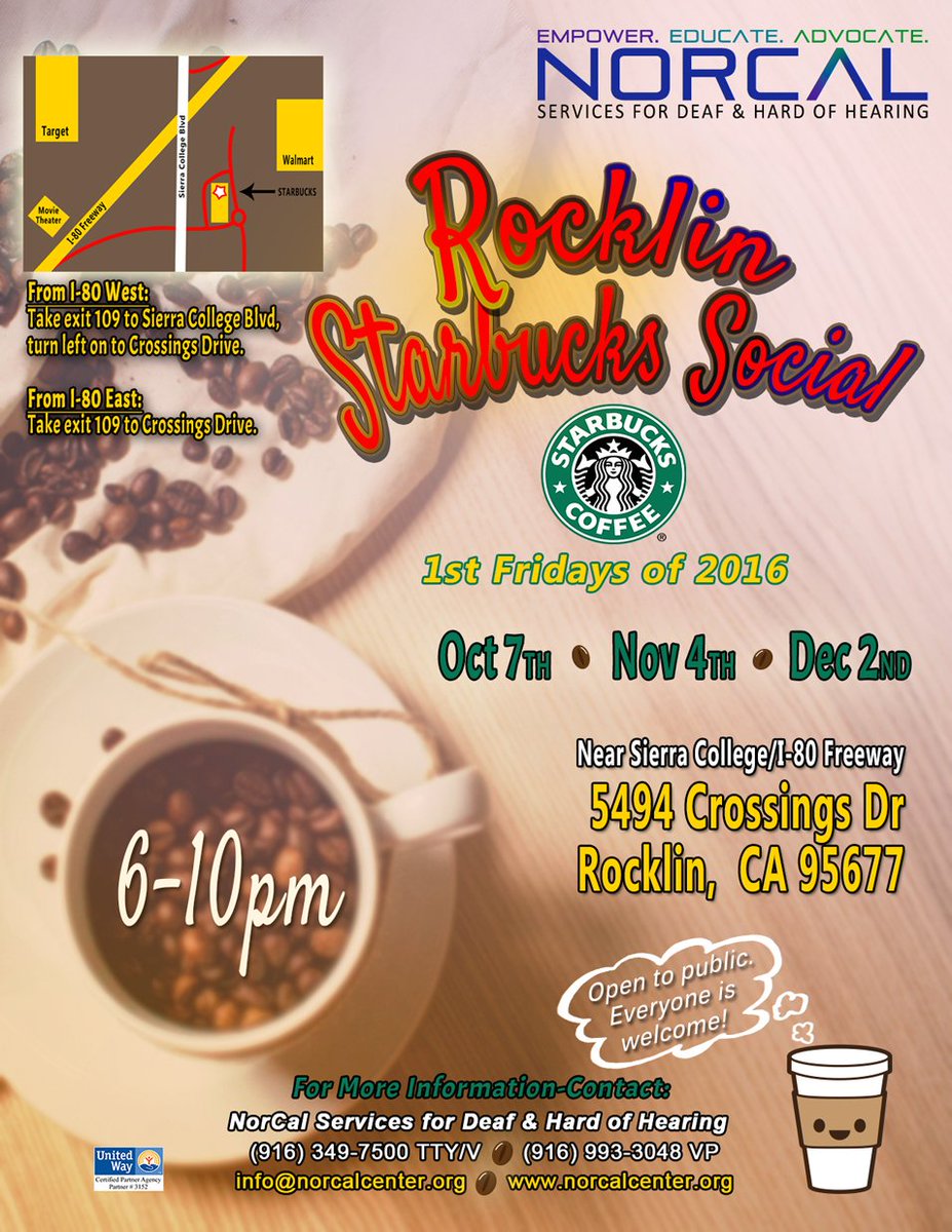 NorCalDeafSvcs's tweet photo. #Rocklin #ASLsocial is back open from October to December! Check us out, close to #sierracollege https://t.co/udyvYaI6mS
