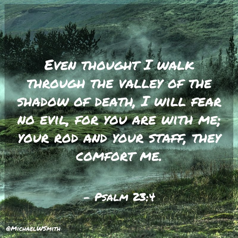 I will fear no evil, for you are with me. - Psalm 23:4 #GodsWord